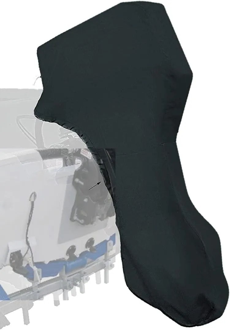 Outboard Motor Cover 25-50 HP, Full Outboard Engine Cover, Black 600D Heavy Duty Fabric, Waterproof Boat Motor Covers