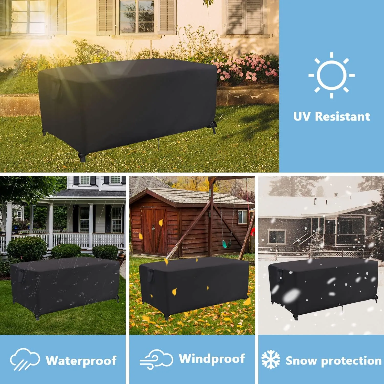 Outdoor Dining Table Cover,60 Inch Rectangle Patio Dining Table Covers,Waterproof Outside Table Cover Furniture Covers - 60 X 38 X 28 Inch