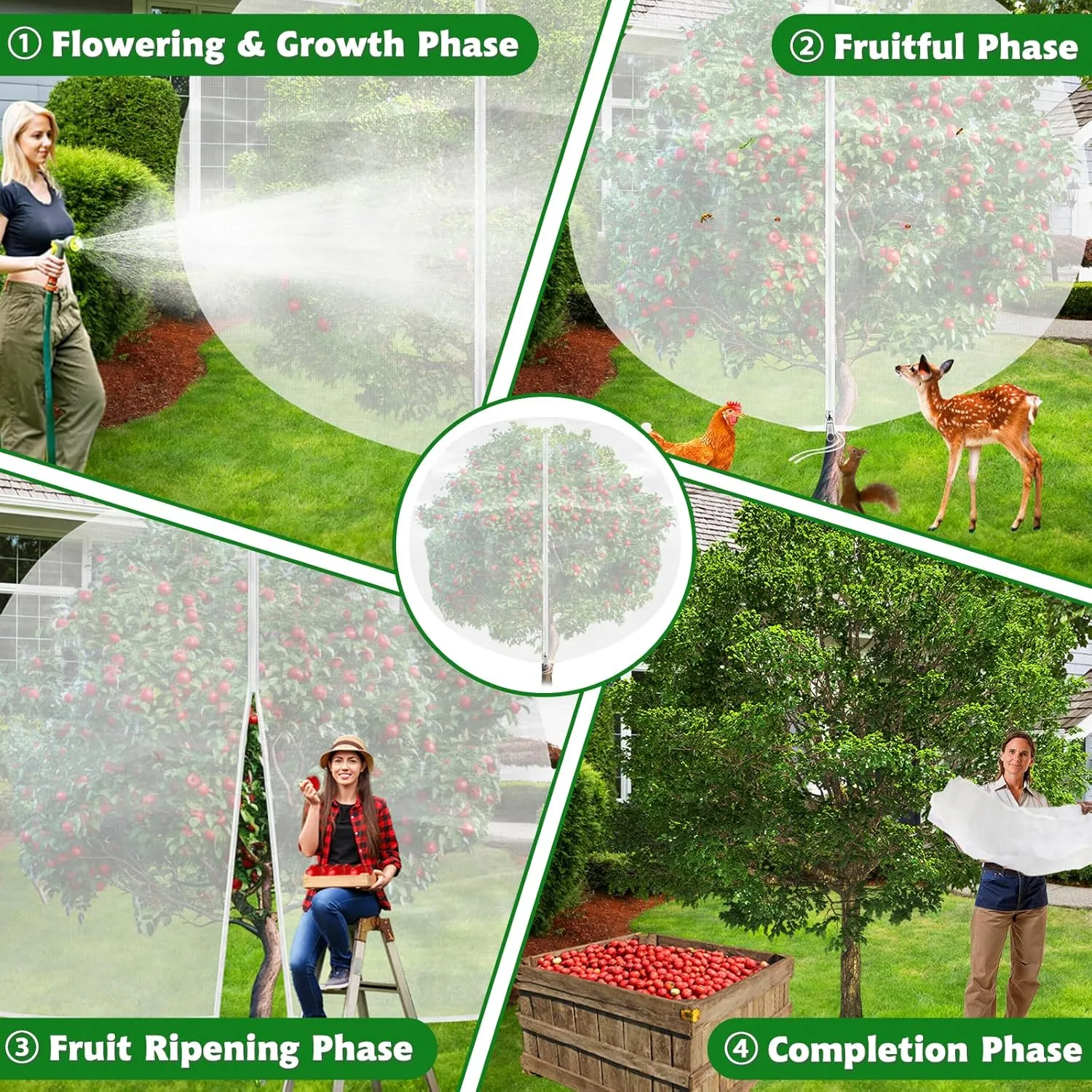OZMI 6 x 7 Ft Garden Plant Fruits Blueberry Bushes Protection Netting Covers Barrier Mesh Bags, Blueberry Tomato Protection Net with Zipper & Drawstring (1 Pcs)