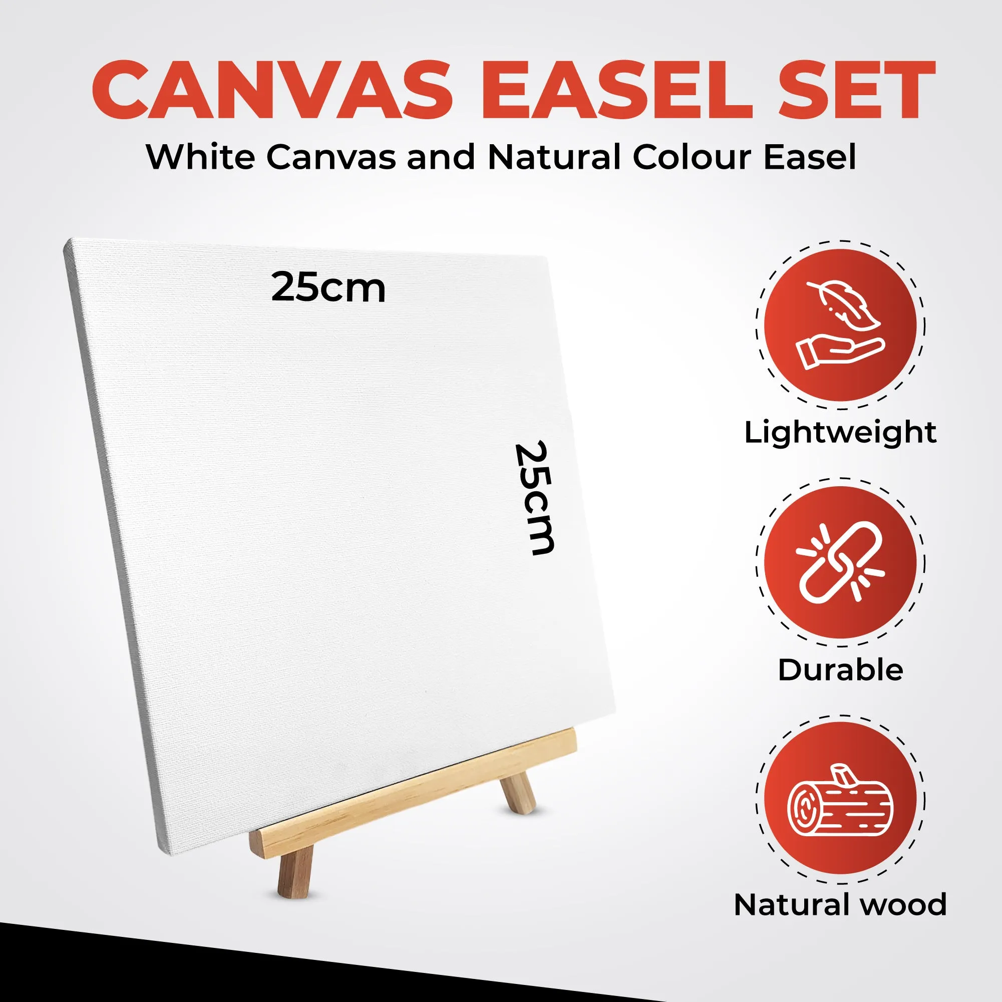 Pack of 12 25x25cm Canvas Easel Set