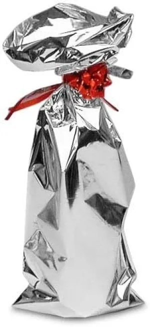 Paper Mart Metallic Silver Gift Bags, 12 x 15 Inch Large Wine Bags, Pack of 100 Reflective Polypropylene Film Bags for Gifts