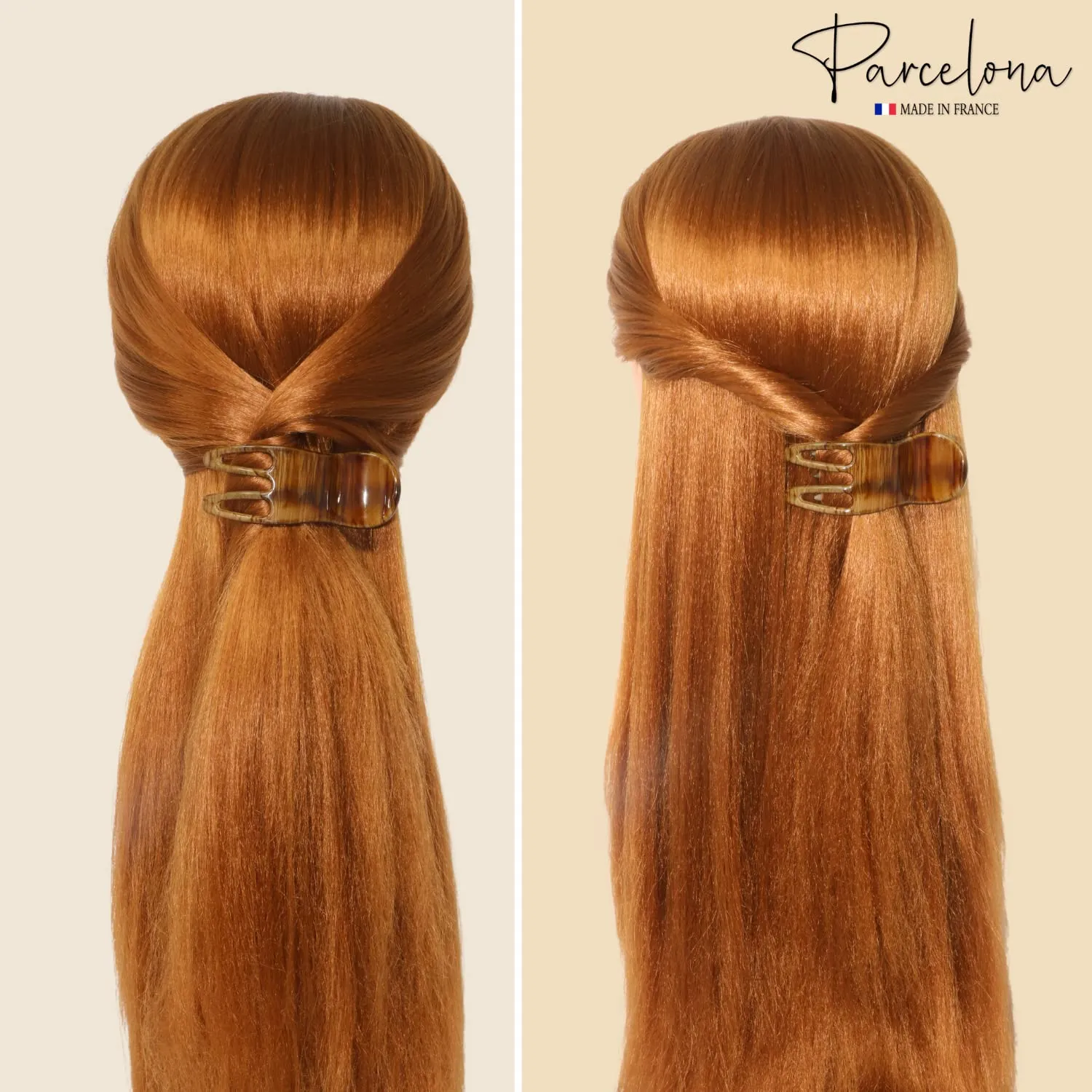 Parcelona French Simply Bear Paw Medium 3” Celluloid Acetate Side Slide In Jaw Yoga Fine Hair Claw Clip for Women and Girls (Brown Streaks)
