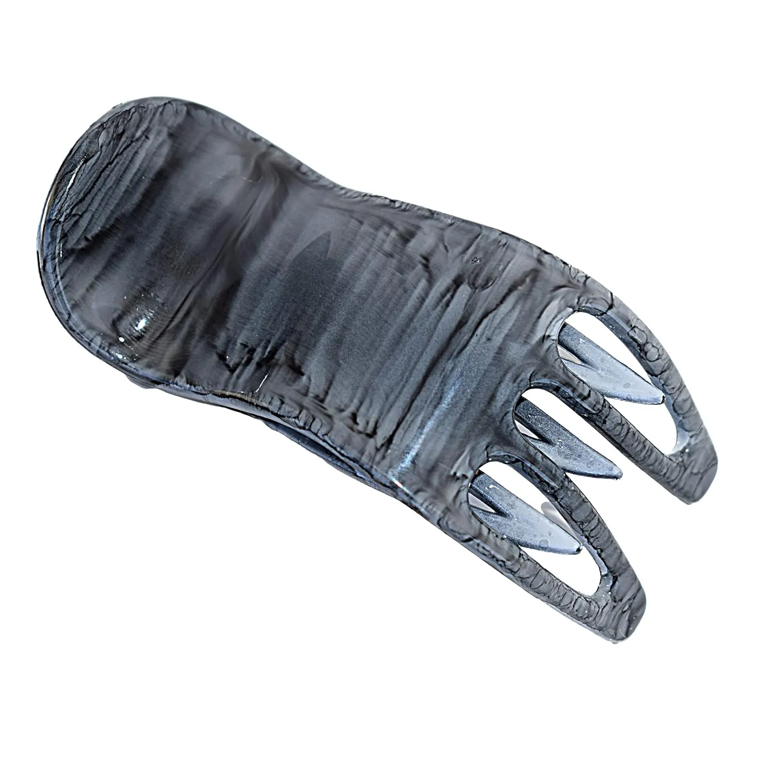 Parcelona French Simply Bear Paw Medium 3” Celluloid Acetate Side Slide In Jaw Yoga Fine Hair Claw Clip for Women and Girls (Grey Streaks)