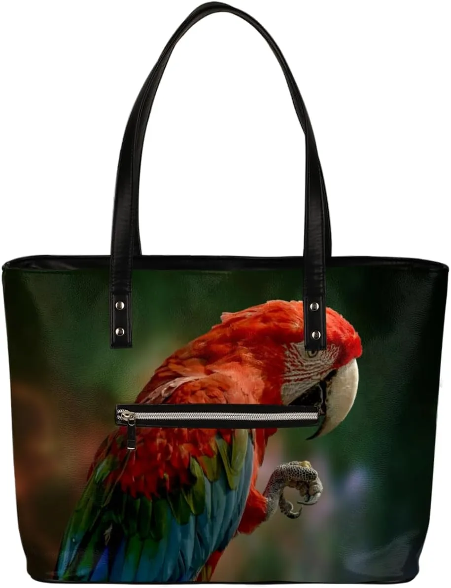 Parrot Beak Claws Tote Bag Women Shoulder Handbags PU Leather Everyday Bag with External Pocket Large Capacity Aesthetic Corduroy Tote Bag for Travel Work Party