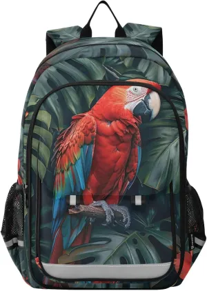 Parrot Tropical Rainforest Print Backpack for Boys Middle-School Elementary Bookbags 20325459