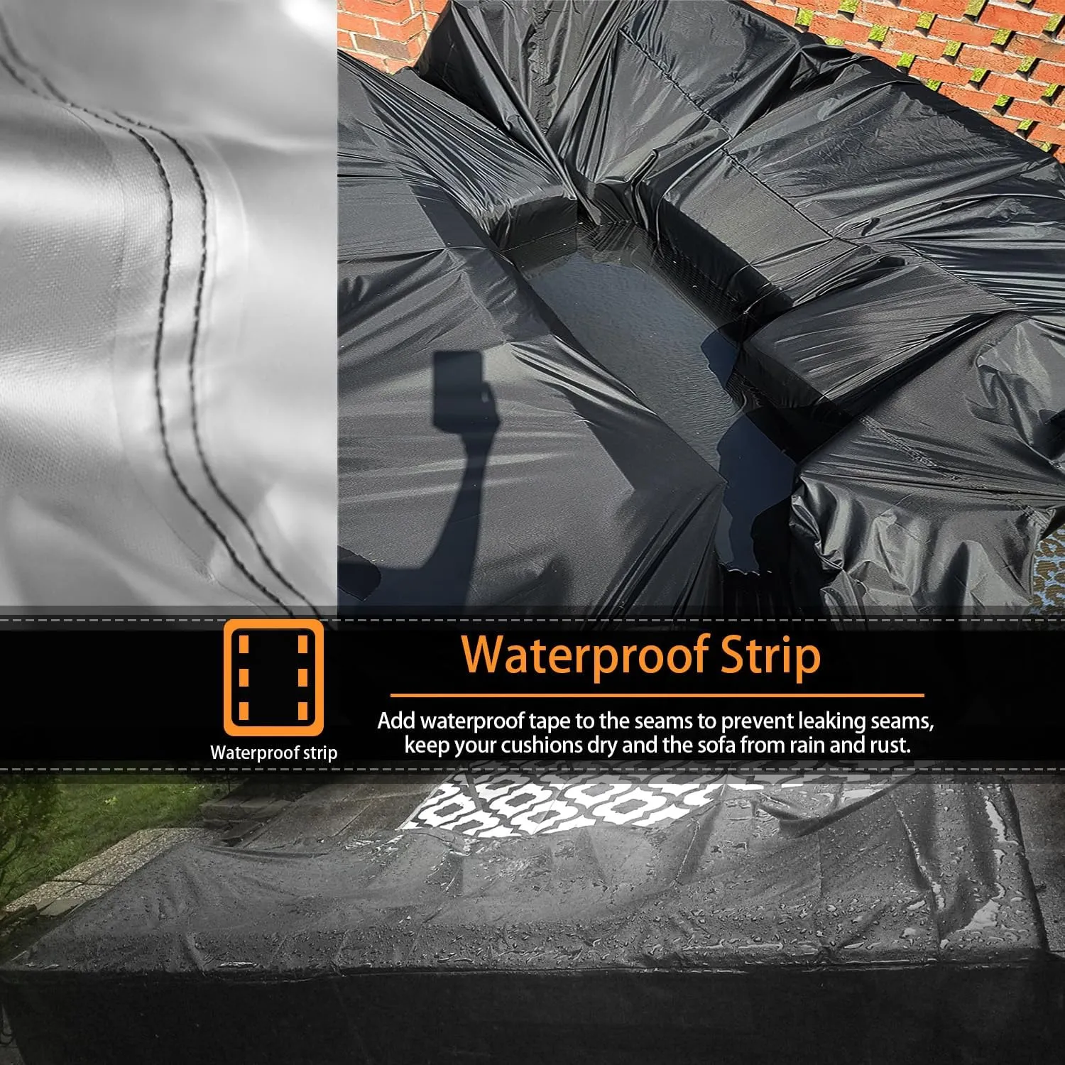 Patio Furniture Covers Waterproof Outdoor Furniture Cover Heavy Duty Outdoor Sectional Sofa Couch Cover Outside Dining Set Table and Chairs Covers Heavy Duty 111" L x 58.5" W Black