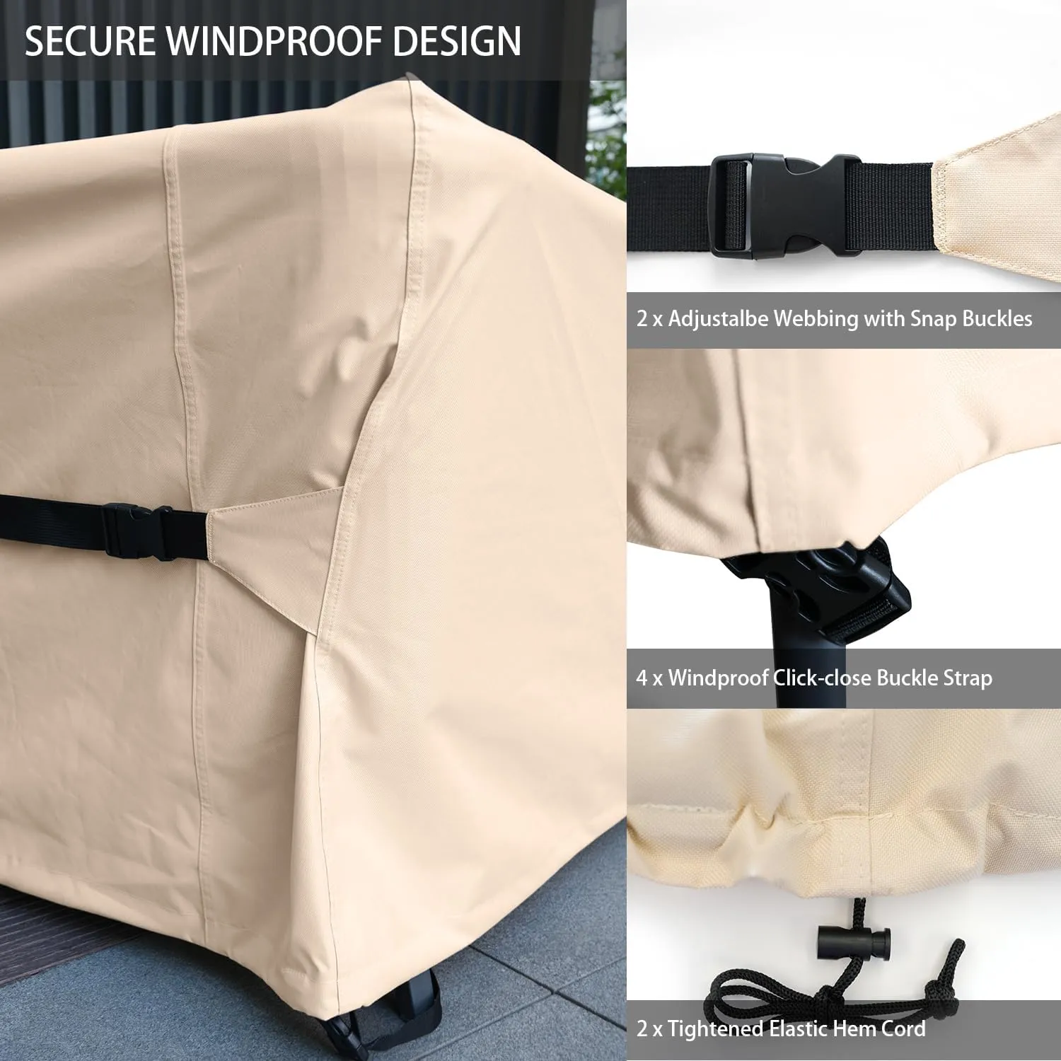 Patio Furniture Set Covers Waterproof Heavy Duty 600D Outdoor Sectional Sofa Couch Set Cover Patio Conversation Sets Cover Outdoor Dining Set Table and Chairs Covers 126.5" L x 63.5" W Beige
