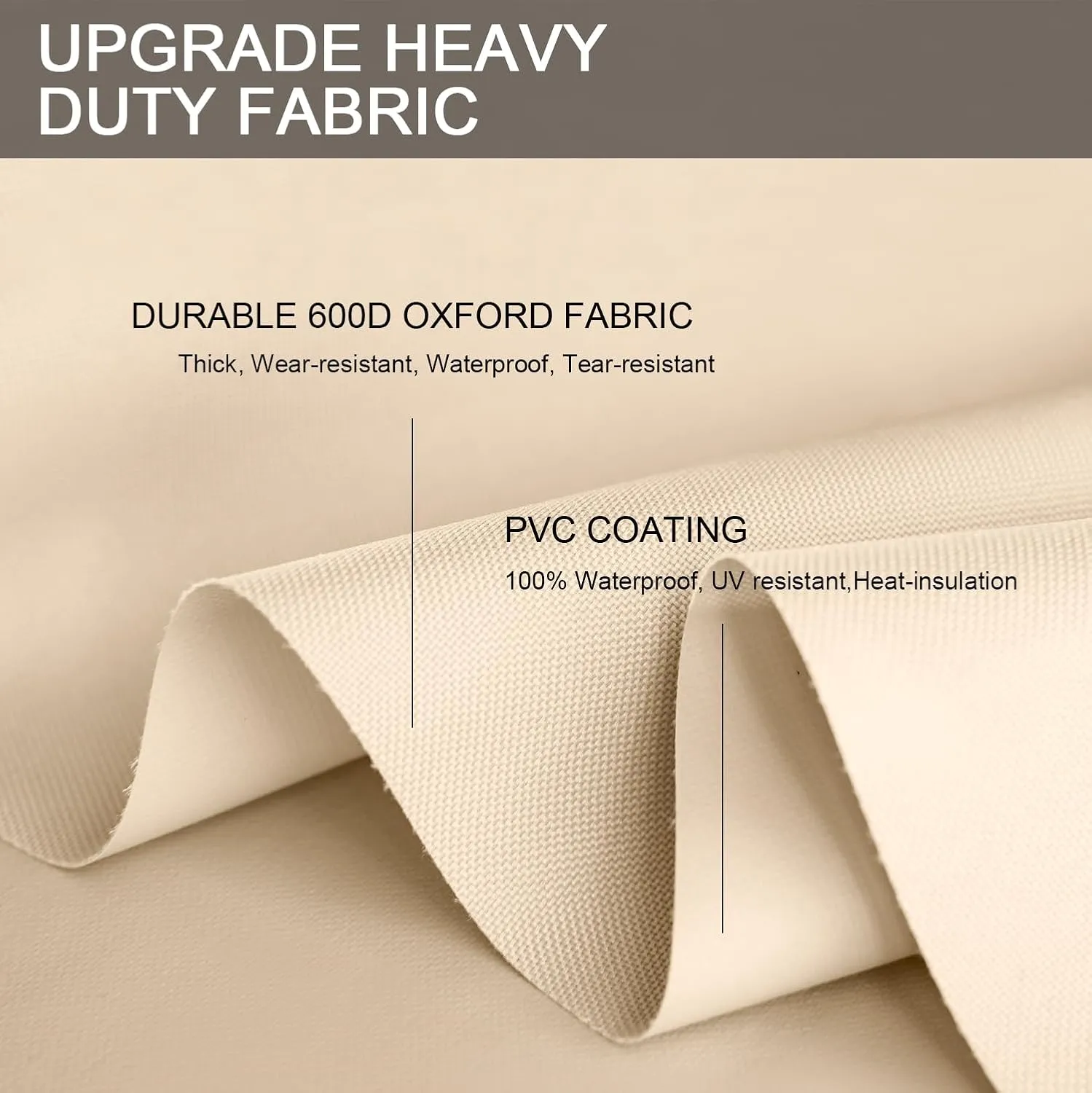 Patio Furniture Set Covers Waterproof Heavy Duty 600D Outdoor Sectional Sofa Couch Set Cover Patio Conversation Sets Cover Outdoor Dining Set Table and Chairs Covers 126.5" L x 63.5" W Beige