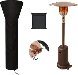 Patio Outdoor Heater Covers Round Stand Up Patio Heater Cover Waterproof Heaters Covers for Standing Heater with Zipper and Storage Bag Black