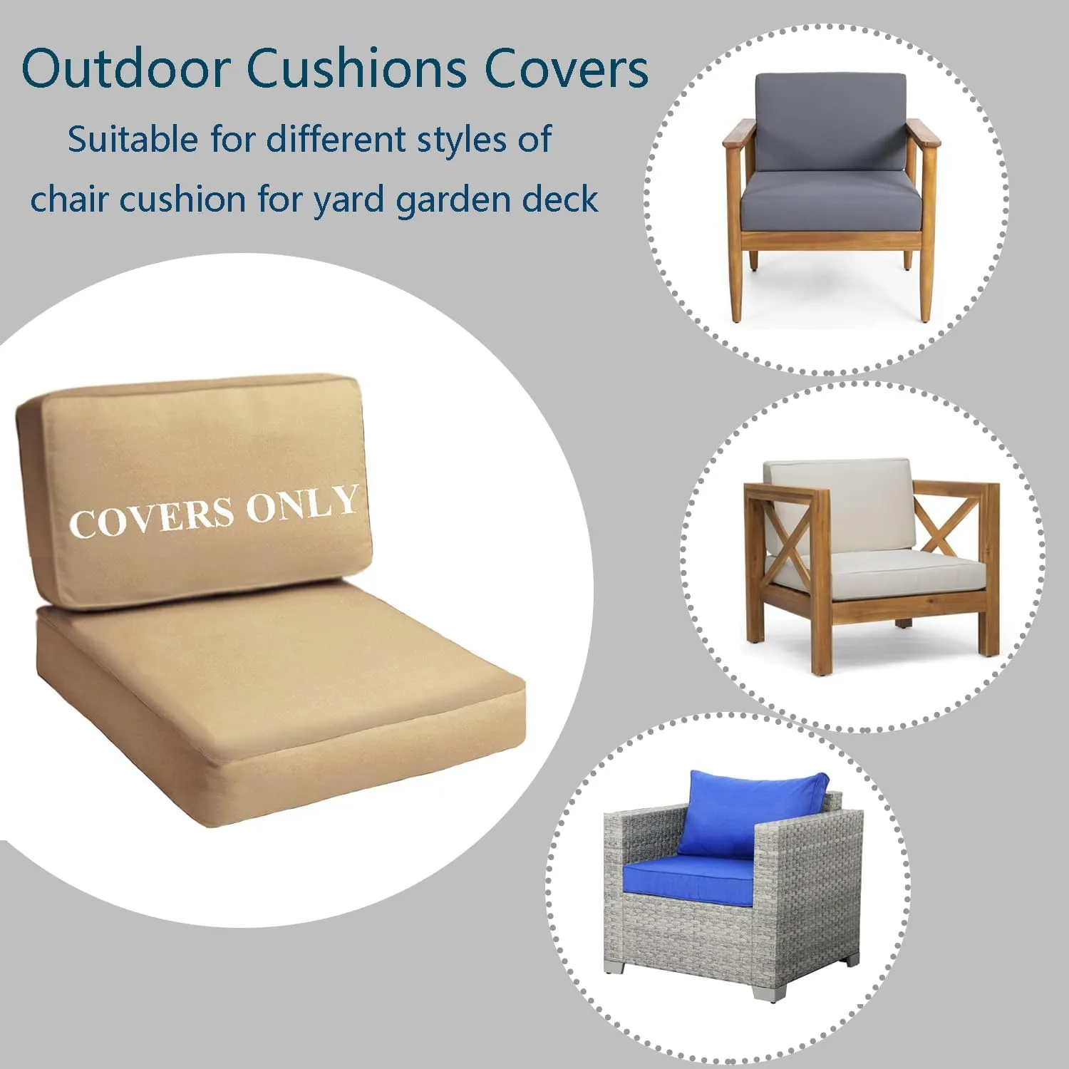 Patio Seat Cushion Replacement Outdoor Covers for Patio Furniture, Deep Seat Bottom and Back Cushion Set for Chair, Sofa and Couch, 2Packs, 28x28x6/28x13x6, Camel