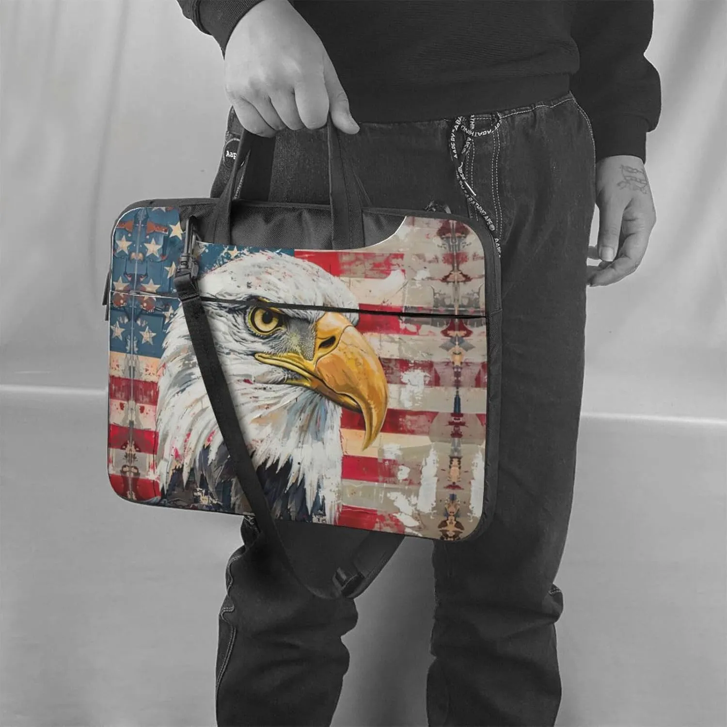 Patriotic Eagle Print Messenger Bag & Case Shoulder Strap Fashionable Laptop Bag for Business Travel