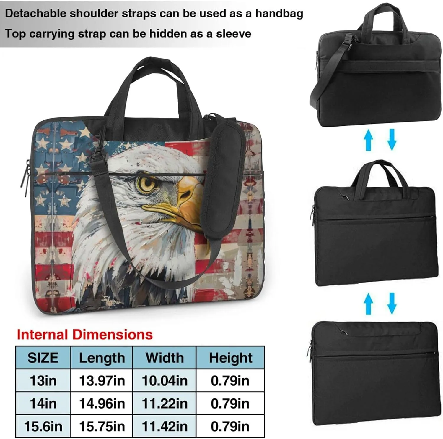 Patriotic Eagle Print Messenger Bag & Case Shoulder Strap Fashionable Laptop Bag for Business Travel