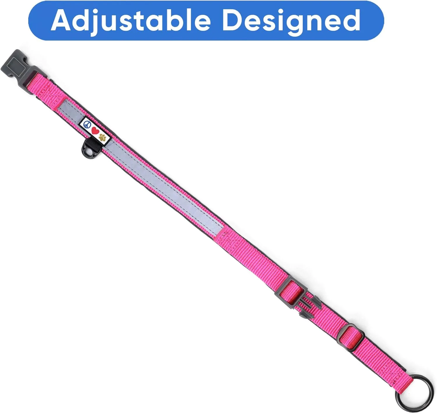 Pawtitas Lumberjack Padded Martingale Collar for Dogs | Soft Neoprene Dog Collar for Your pet's Comfort Made with Reflective Band for Maximum Visibility | Fits Small and Large Pets - Small Pink