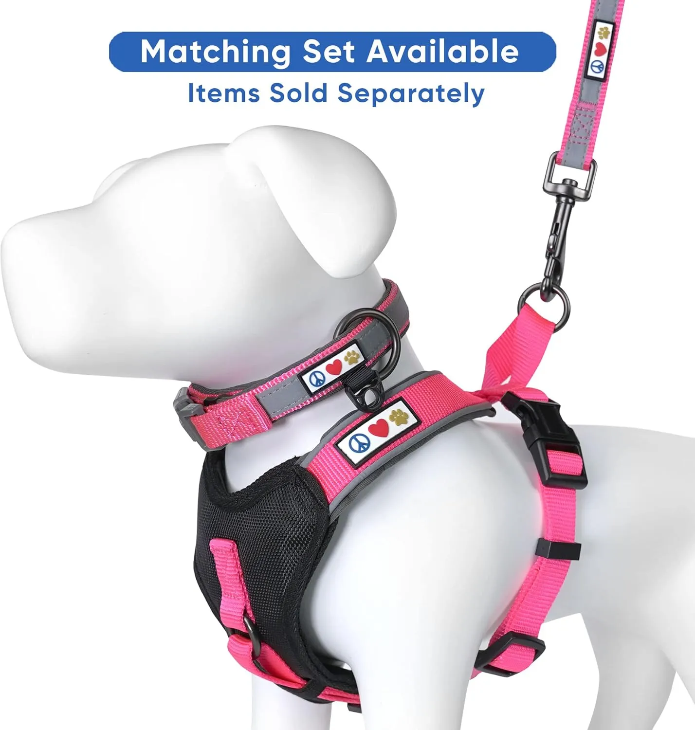 Pawtitas Lumberjack Padded Martingale Collar for Dogs | Soft Neoprene Dog Collar for Your pet's Comfort Made with Reflective Band for Maximum Visibility | Fits Small and Large Pets - Small Pink