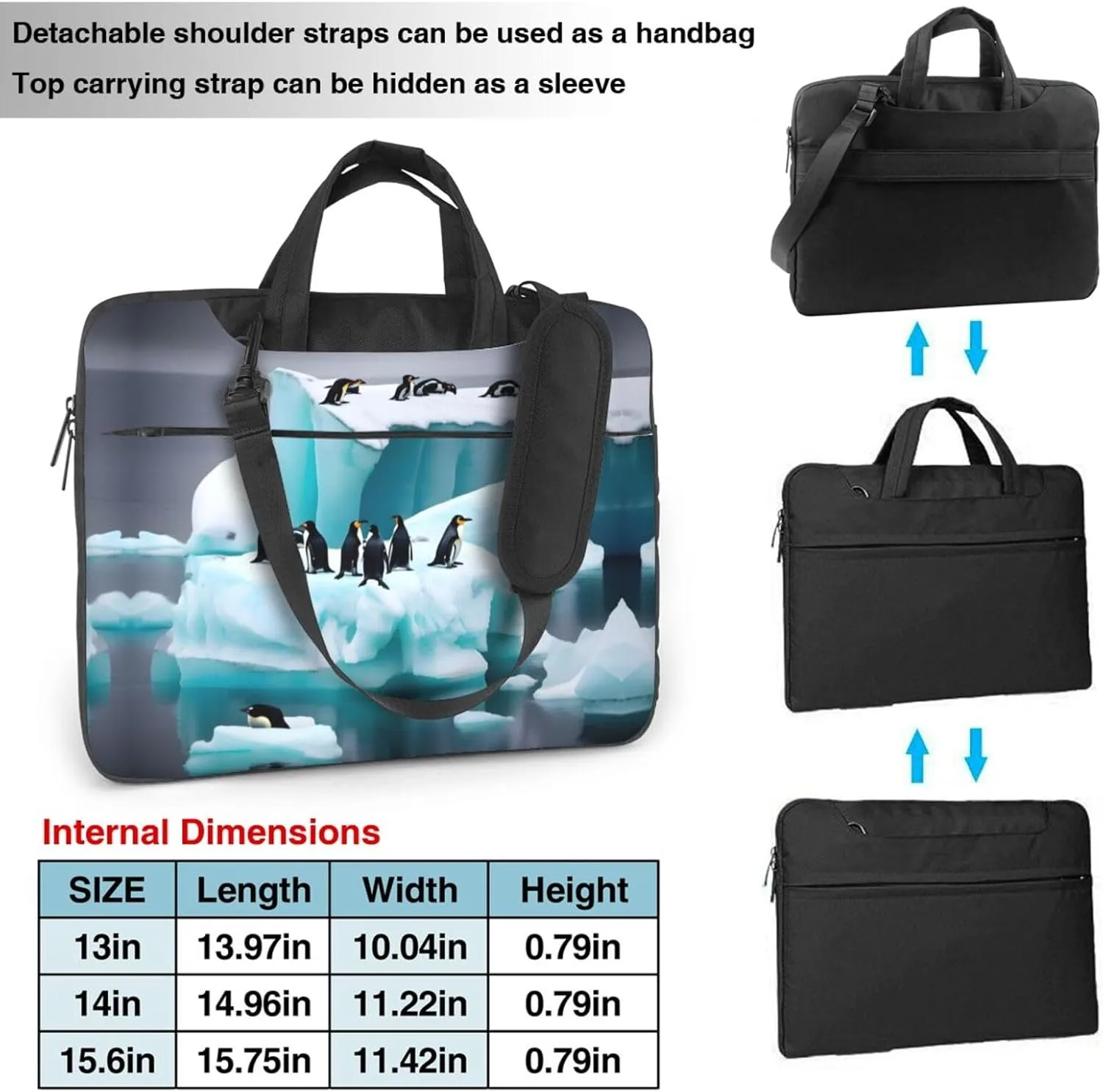 Penguins On The Iceberg Print Laptop Case and Computer Bag - Versatile Laptop Bag for Men Laptop Shoulder Bag