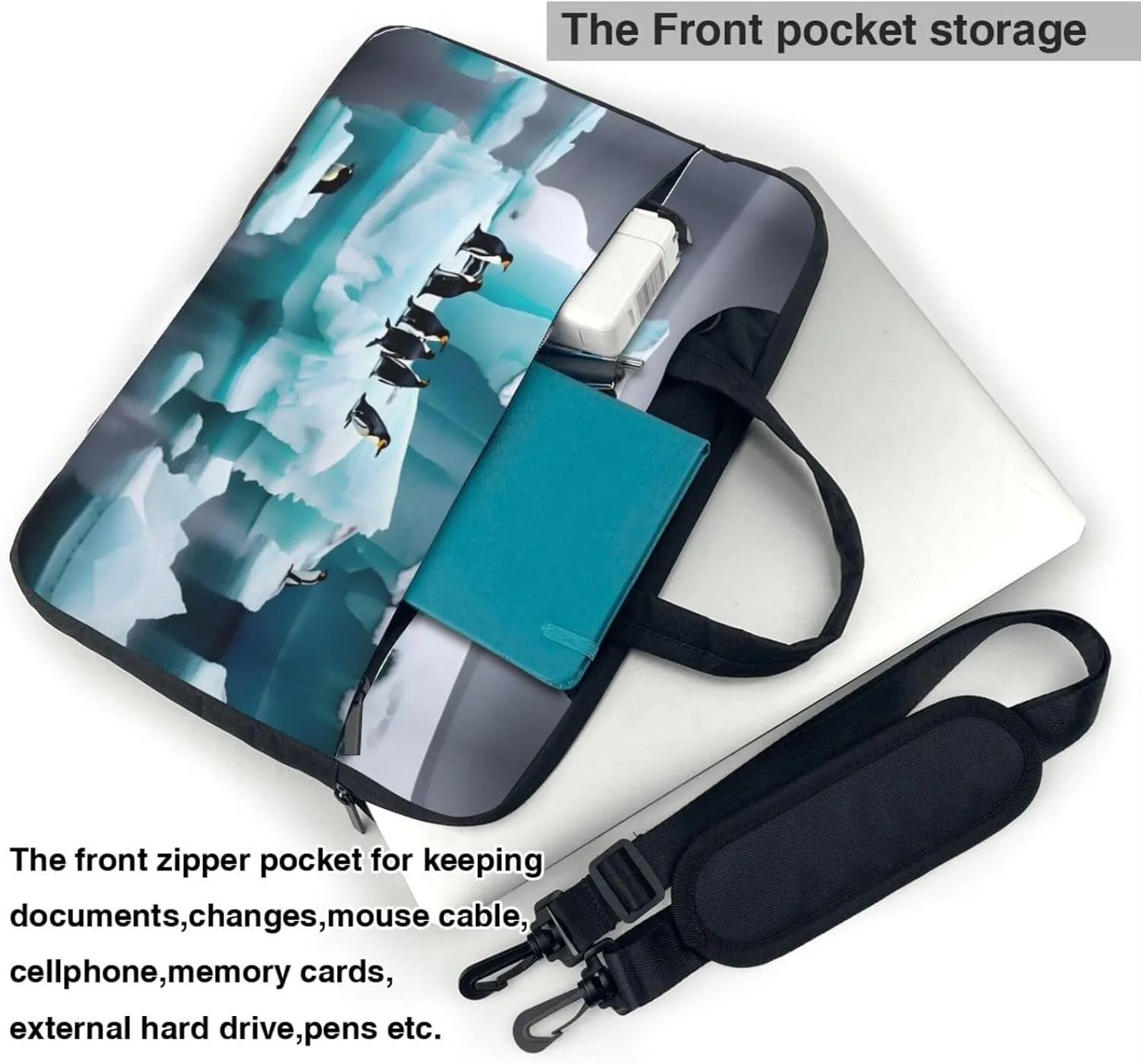 Penguins On The Iceberg Print Laptop Case and Computer Bag - Versatile Laptop Bag for Men Laptop Shoulder Bag