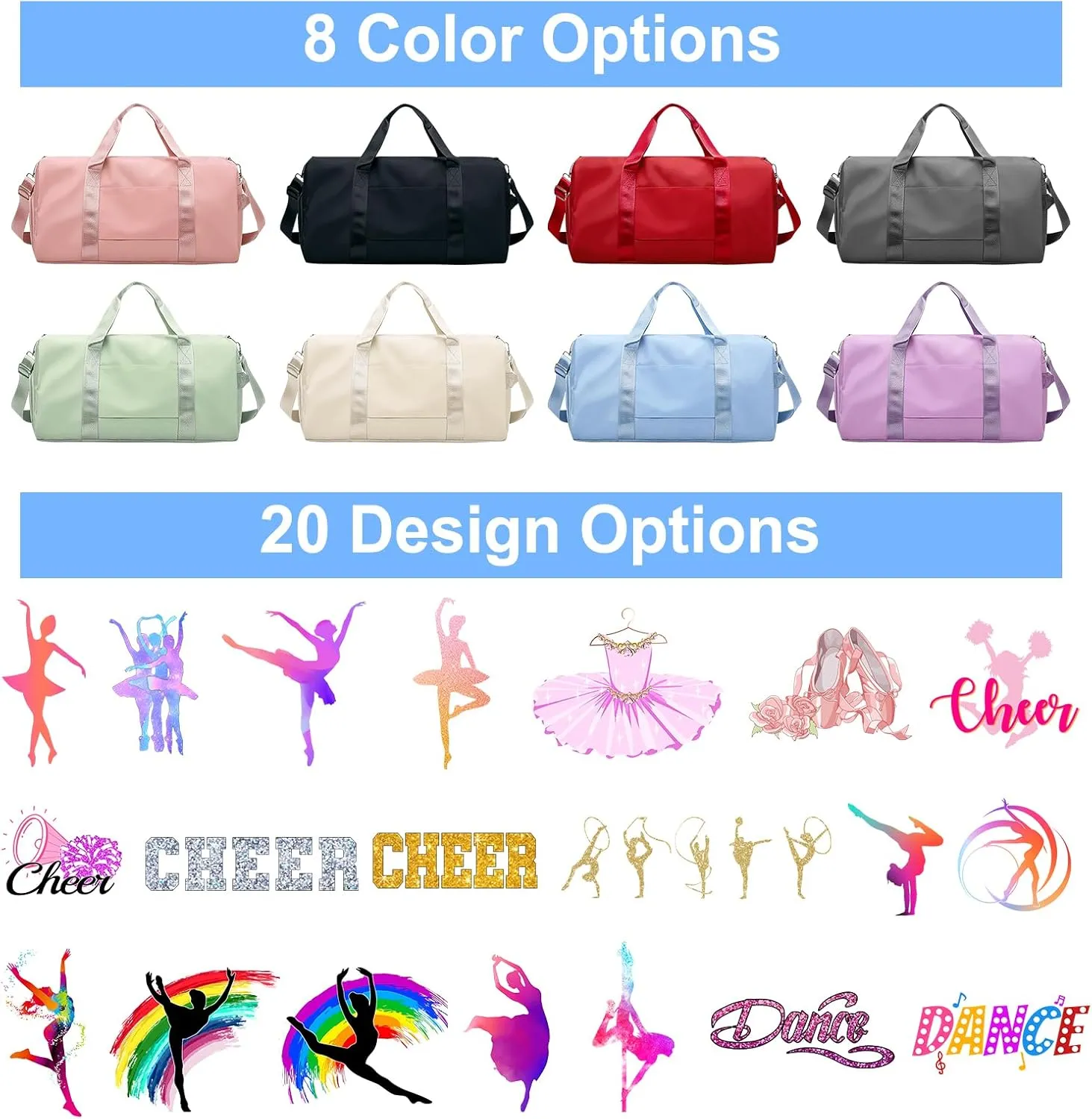 Personalized Ballet Duffle Bag for Women Girls,Custom Sport Gym Travel Bags Printed Name Text,Customized Dry Wet Separated Overnight Weekender Waterproof Bag Gift - Gray