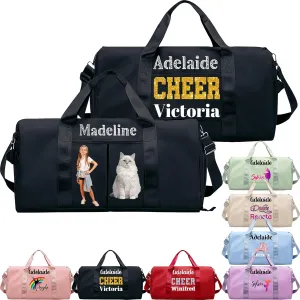 Personalized Duffle Bag Custom Dance Bag with Name Text Travel Bags Customized Printed Photo Picture Gym Bag for Cheerleading Dance Gymnastics Ballet Team, Black