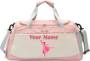 Personalized Duffle Travel Bag Custom Duffel Bag with Wet Dry Pockets, Printed Sports Bag with Photo Name Logo, Customized Weekend Overnight Gym Bag, Dance Ballet Gifts for Women Girls