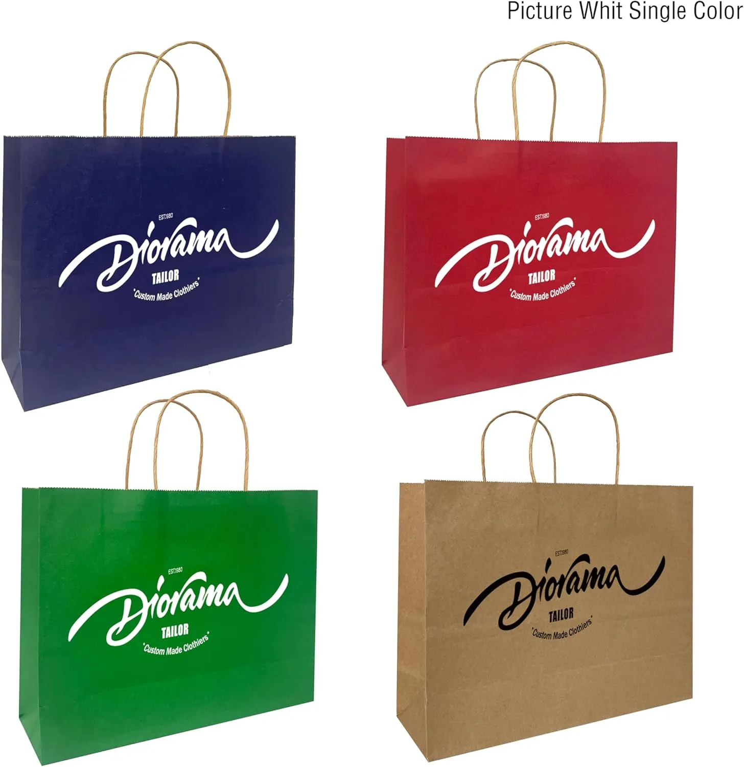 Personalized Paper Bags, 50 PCS Custom Printed Kraft Paper Bags for Small Business, Retail Gift Bags with Logo, Brown Shopping bag with Handle, Paper Bags, Party (Vertical, 1count (Pack of 50))