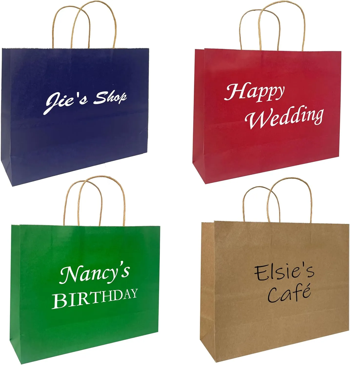 Personalized Paper Bags, 50 PCS Custom Printed Kraft Paper Bags for Small Business, Retail Gift Bags with Logo, Brown Shopping bag with Handle, Paper Bags, Party (Vertical, 1count (Pack of 50))
