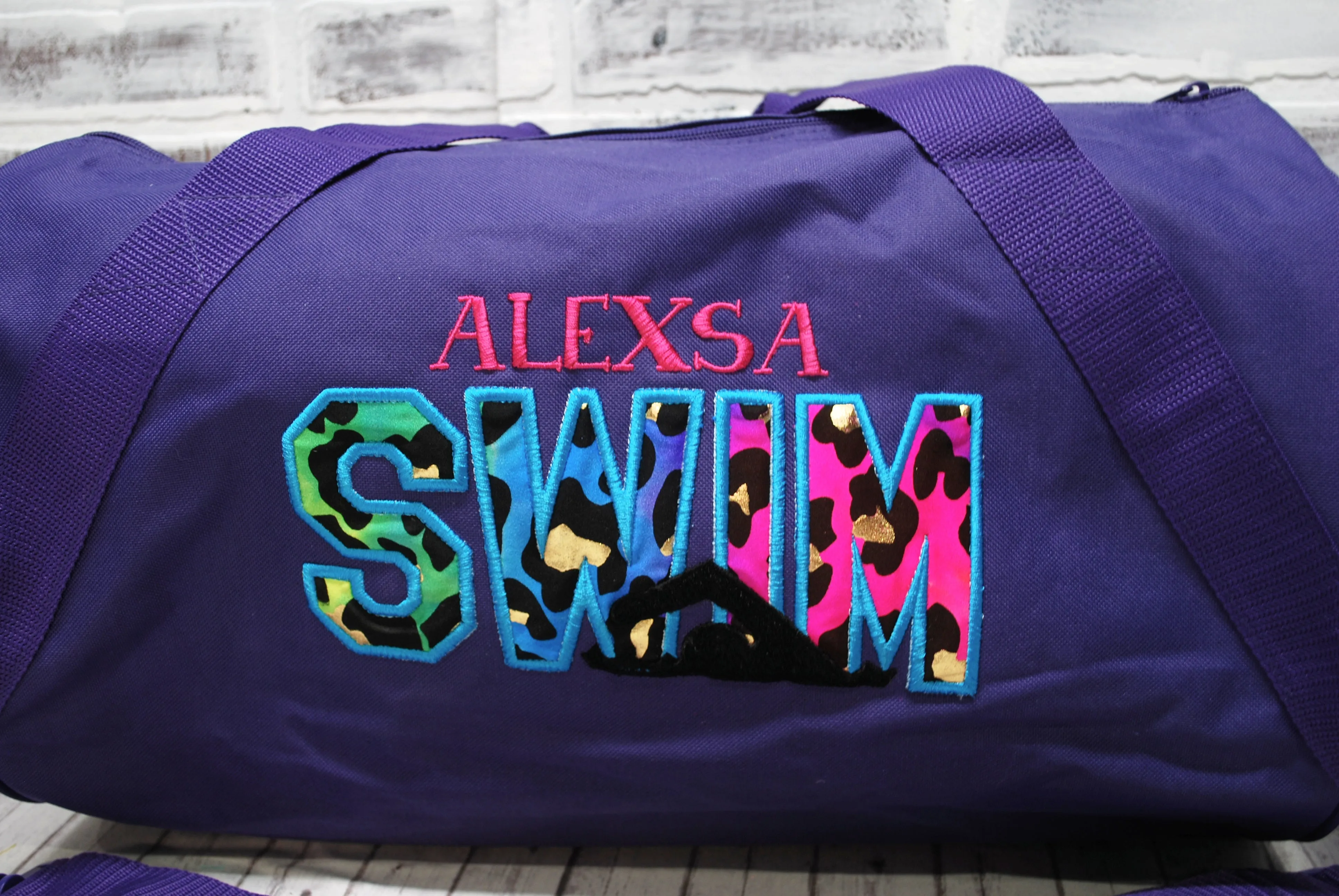 Personalized Swim Colorful Leopard Travel Bag