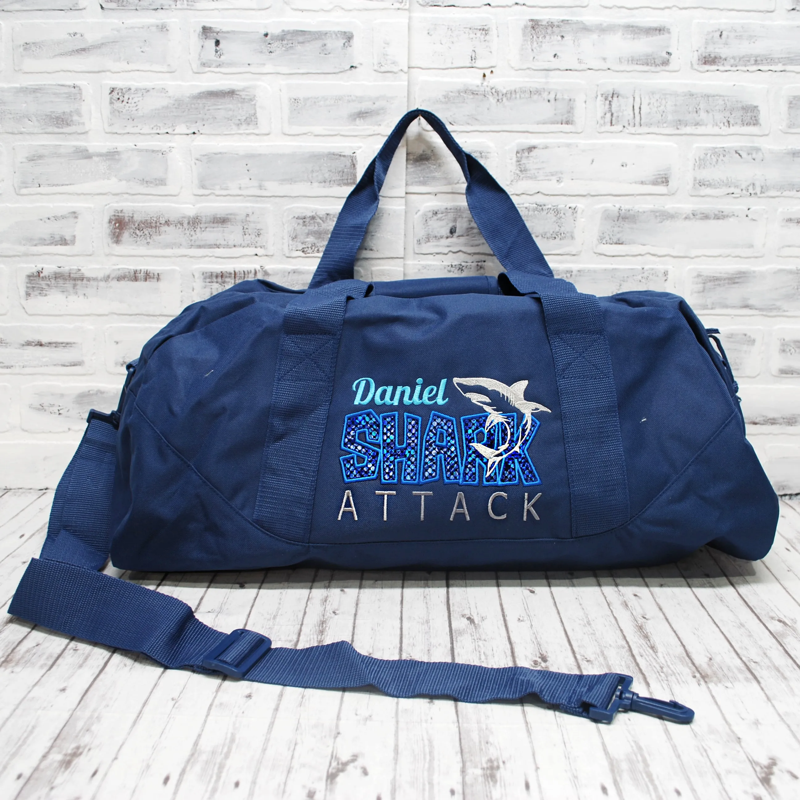 Personalized Swim Shark Attack Travel Bag