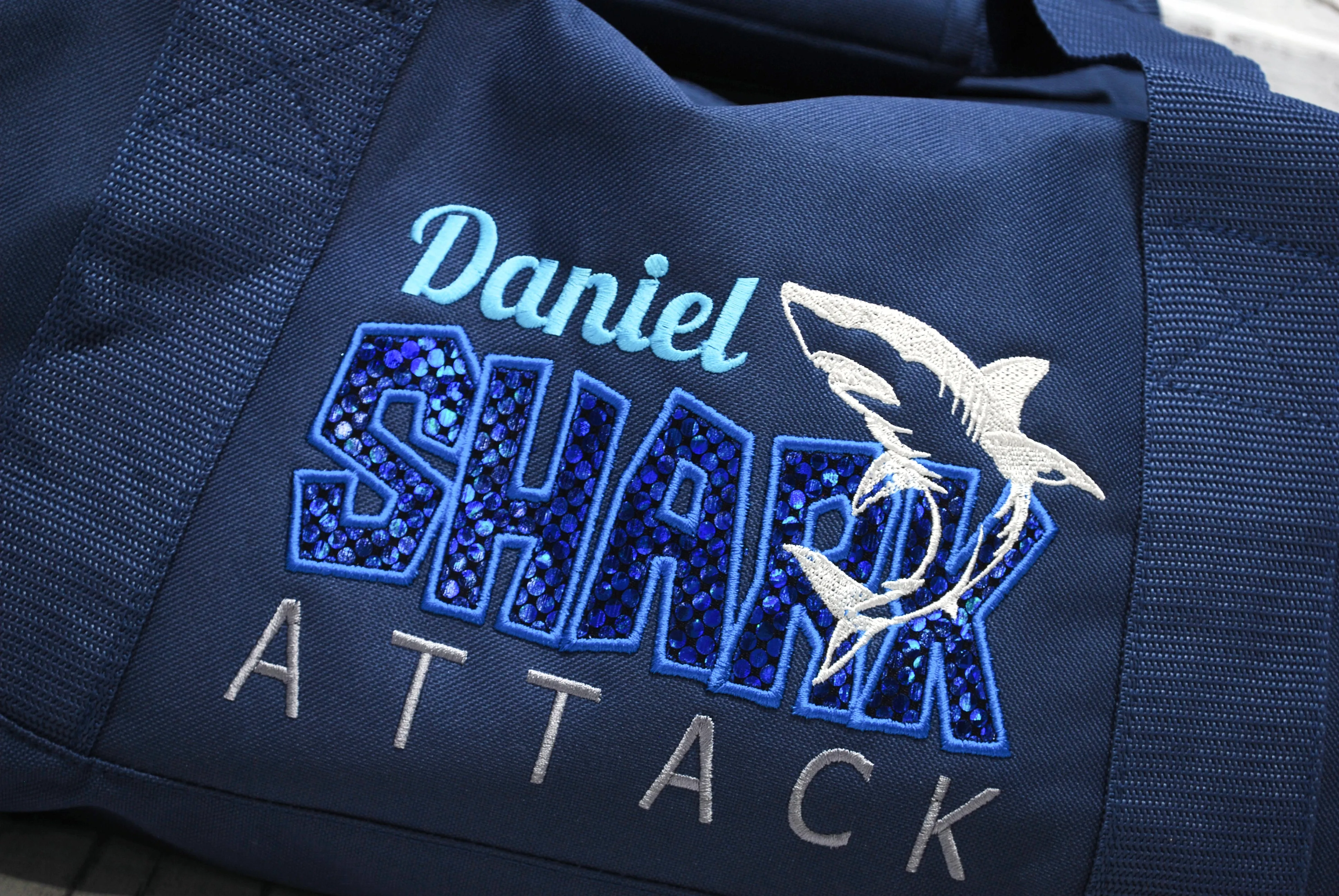 Personalized Swim Shark Attack Travel Bag