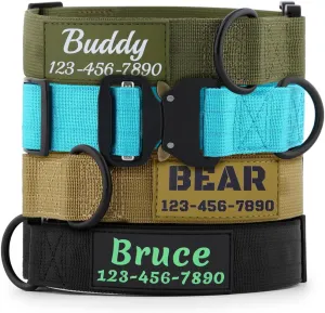 Personalized Tactical Dog Collar with Name and Phone Number, Heavy Duty Nylon Military Dog Collar with Strong Metal Buckle for Medium and Large Dogs