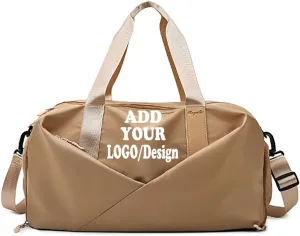 Personalized Waterproof Gym Team Sports Bag Custom Travel Duffle Bag With Logo/Name/Photo (Golden)