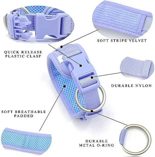 PETDURO Soft Padded Nylon Velvet Personalized Dog Collars with Name and Number Engraved Quick Release Plastic Buckle - Matching Leash, Poop Bag Holder, Harness & Walking Bag Available