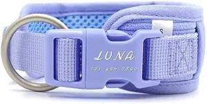 PETDURO Soft Padded Nylon Velvet Personalized Dog Collars with Name and Number Engraved Quick Release Plastic Buckle - Matching Leash, Poop Bag Holder, Harness & Walking Bag Available