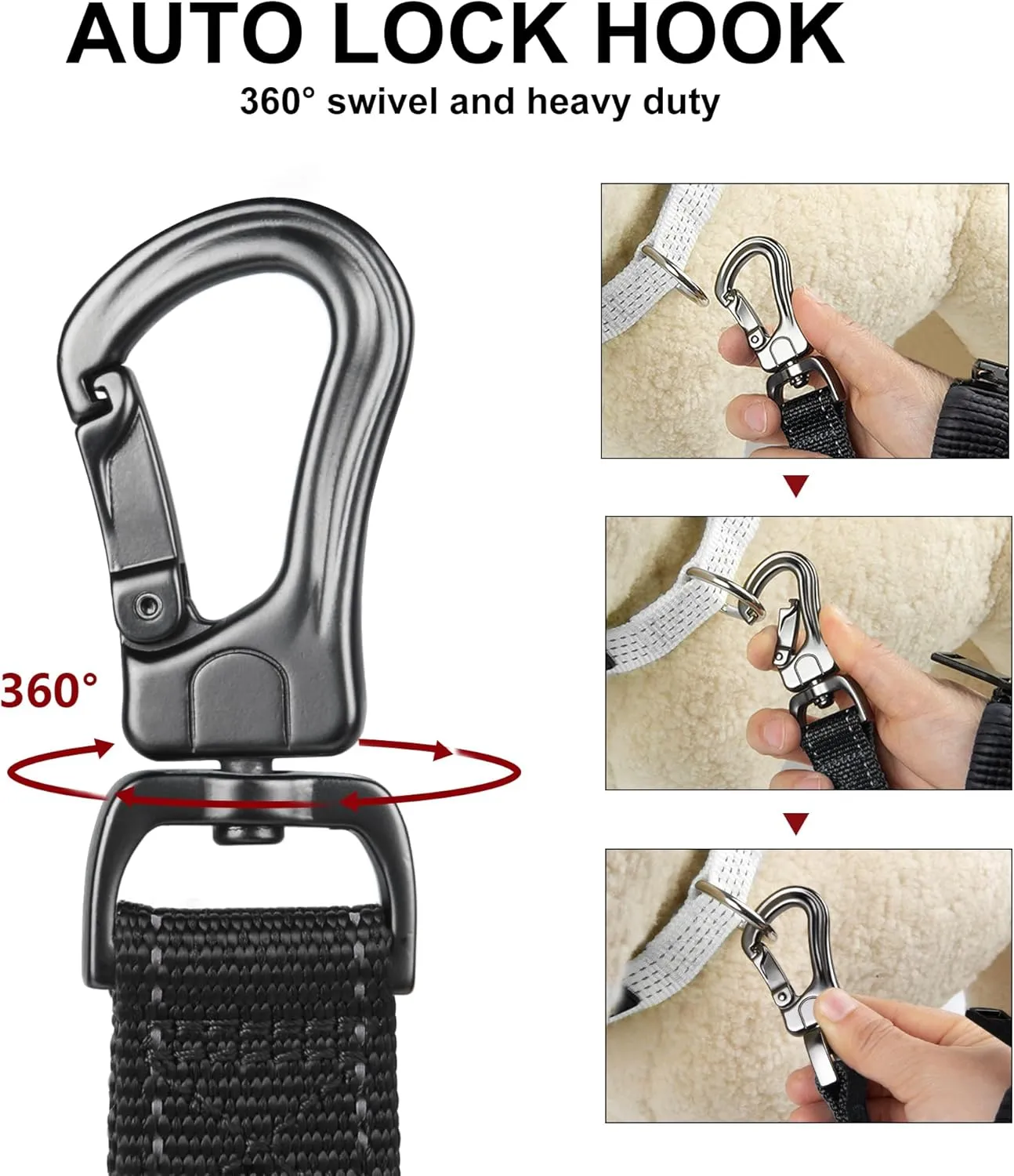 PetiFine 4FT Heavy Duty Dog Leash with Soft Padded Double Handle, Durable Strong Clasp Dog Leashes, Reflective Nylon Walking Lead for Large,Medium,Small Breed Dogs, Black