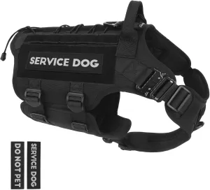 PETNANNY Tactical Dog Harness - Service Dog Harness Emotional Support Dog Vest for Medium Large Dogs, No Pull ESA Dog Vest with Hook & Loop, Working Molle Vest for Training Huntin(Black,L)