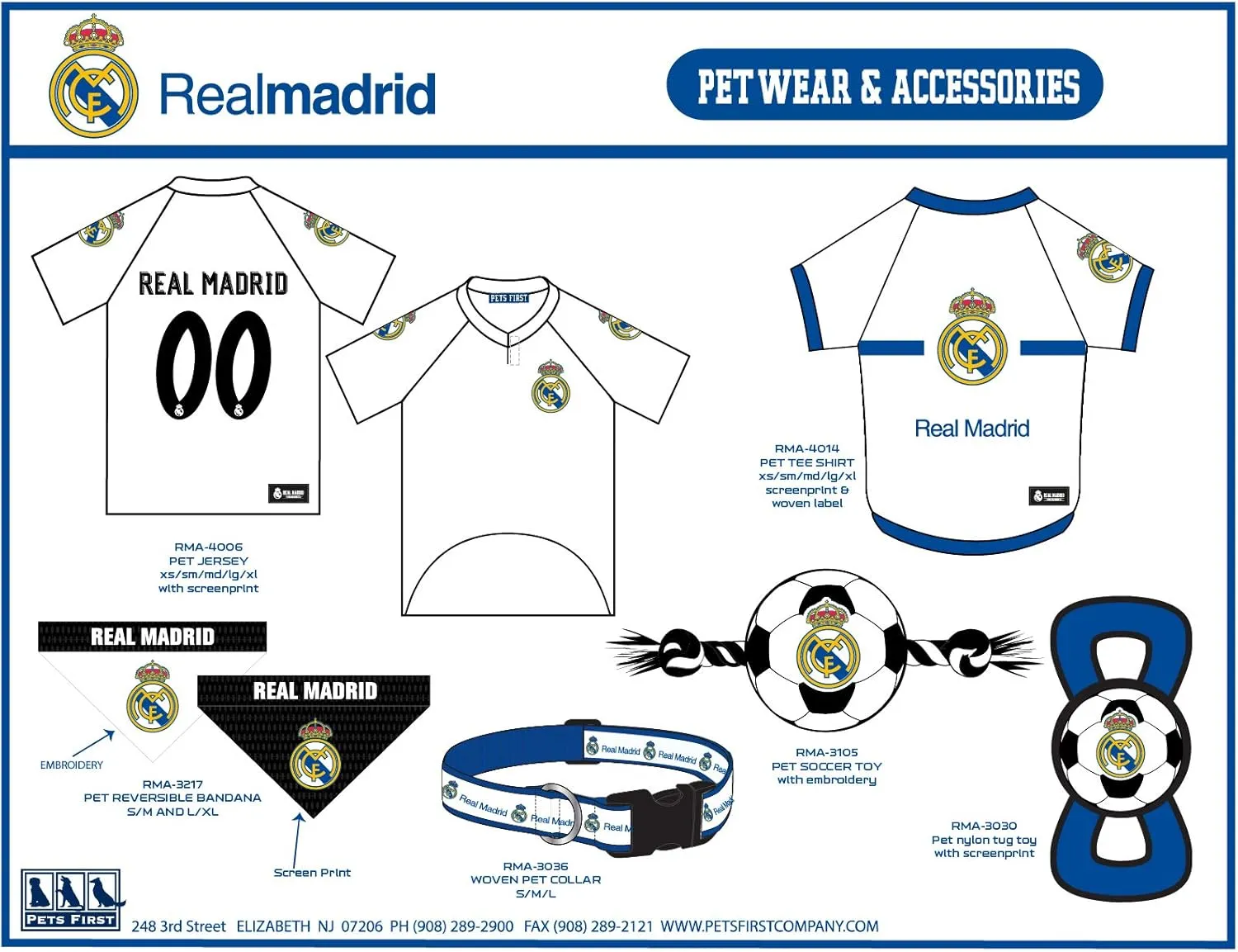 Pets First MLS Real Madrid DOG TOY SOCCER FOOTBALL with Ropes & built-in Squeaker, Tough DOG & CAT TOY in Club color