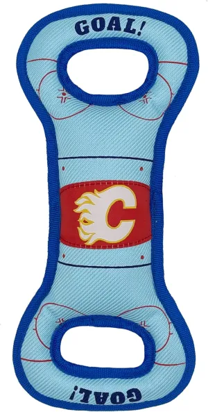Pets First NHL Calgary Flames Hockey Field Dog Tug Fetch Squeak Chew Toy, One Size