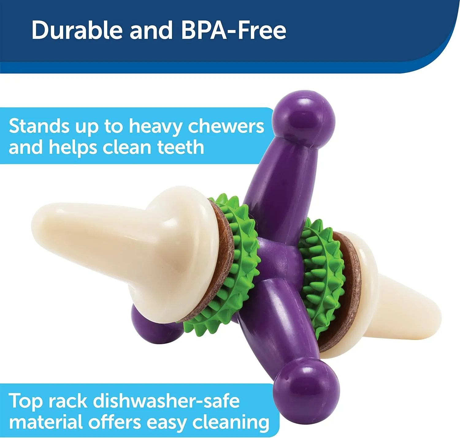 PetSafe Busy Buddy Jack - Treat Holding Dog Chew Toys - Helps Clean Teeth - Vanilla Scented Rubber for Strong Chewers - Treat Refills Included, Interactive Dog Toy Helps Keep Dogs Busy, Purple, Medium