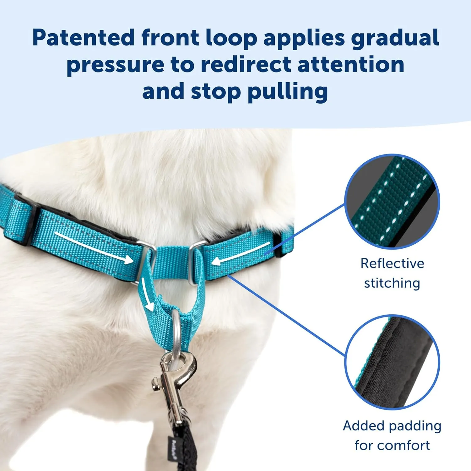 PetSafe Easy Walk Deluxe Dog Harness, No Pull Dog Harness – Perfect for Leash & Harness Training – Stops Pets from Pulling and Choking on Walks – Medium, Ocean