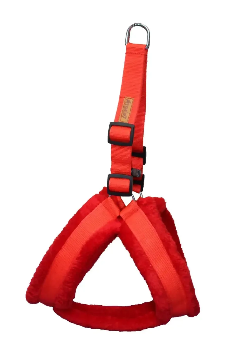 Petshop7 Nylon Fur Dog Harness With Buckle (Small, Red)