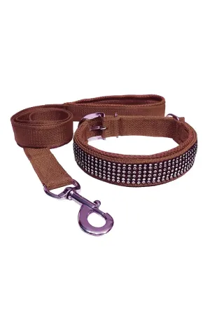 Petshop7 Nylon Messh Dog Collar & Leash (Large)- Brown