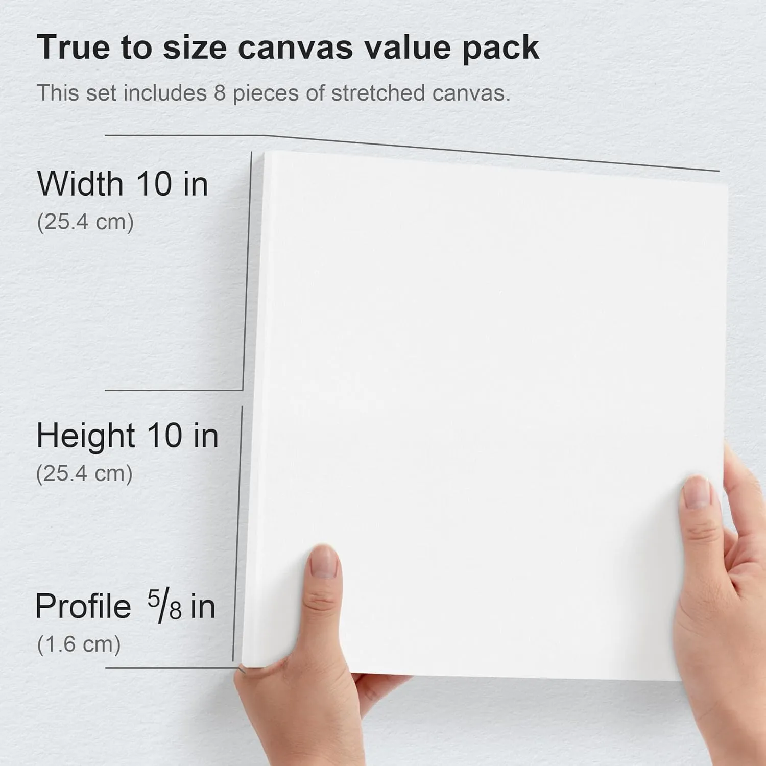 PHOENIX Square Canvas for Painting - 10x10 Inch/8 Value Pack, 8 Oz Triple Primed 5/8 Inch Profile 100% Cotton White Blank Canvas, Stretched Framed Canvas for Oil Acrylic