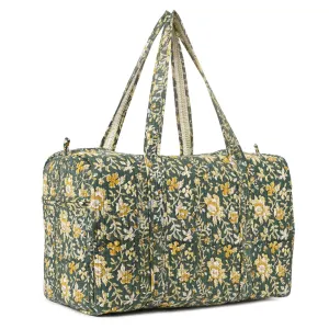 PISTACHU JAL HAND BLOCK PRINTED QUILTED TRAVEL DUFFLE BAG BIG