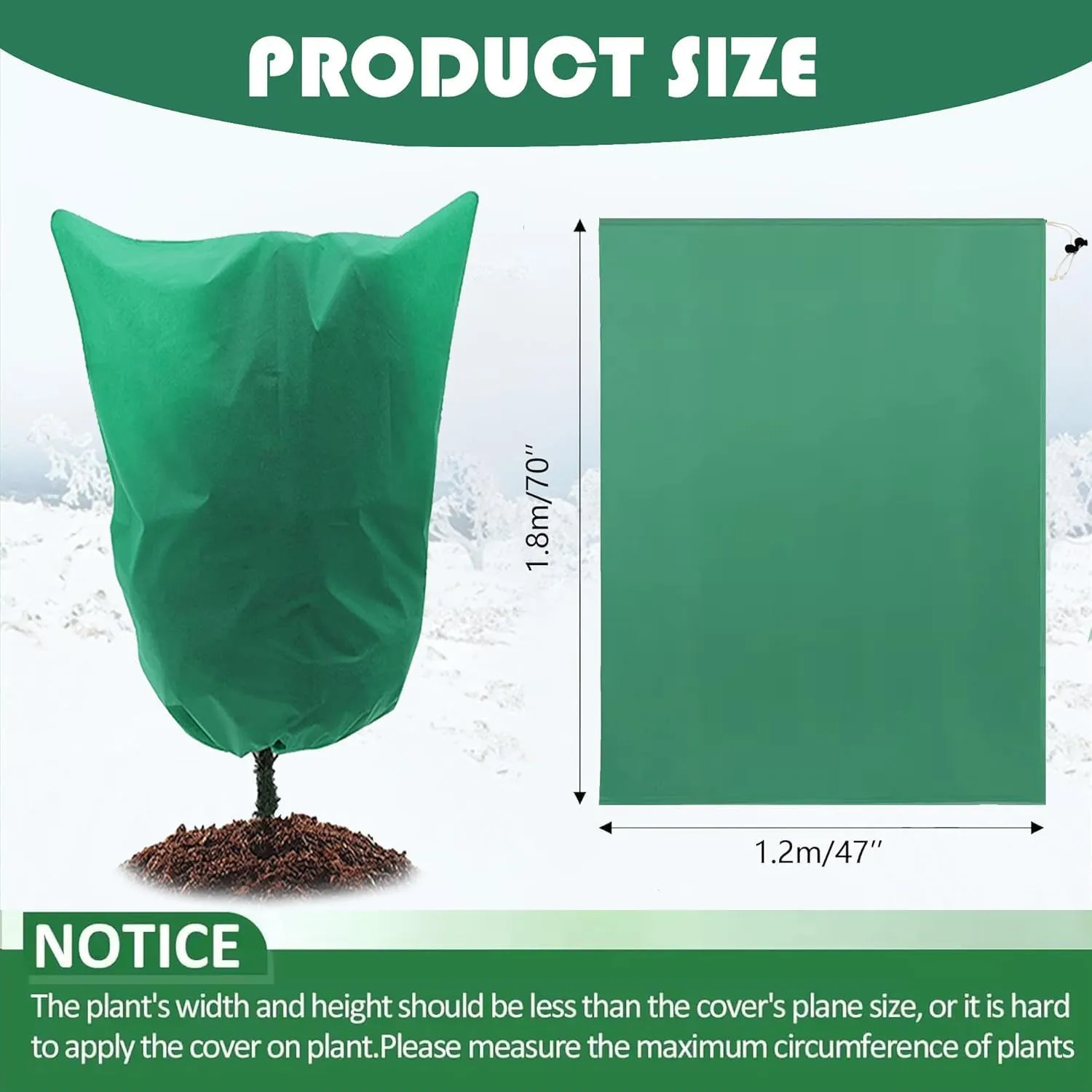 Plant Covers Freeze Protection 2 PCS 79" x 98" Large Plant Frost Cloth Tree Cover Bags for Outdoor Winter Cold Weather Shrubs Trees Jacker Covers with Zipper & Drawstring(Green, 2PC)