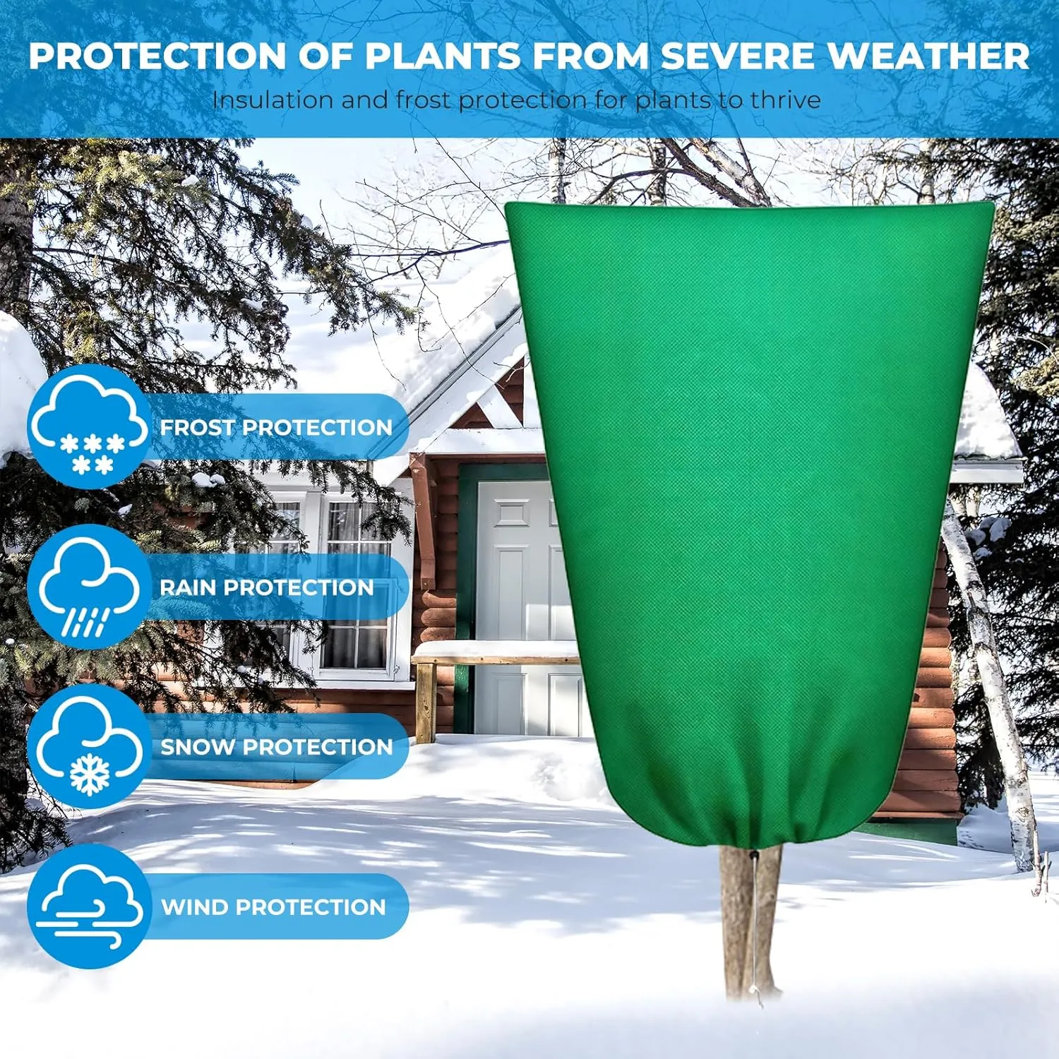 Plant Covers Freeze Protection, 47.2'' x 70.8" 2.5oz/yd² Frost Cloth Plant Freeze Protection Tree Jacket Cover for Outdoor Plants Shrubs Potted, Garden Plant Winter Protection Bags with Drawstring