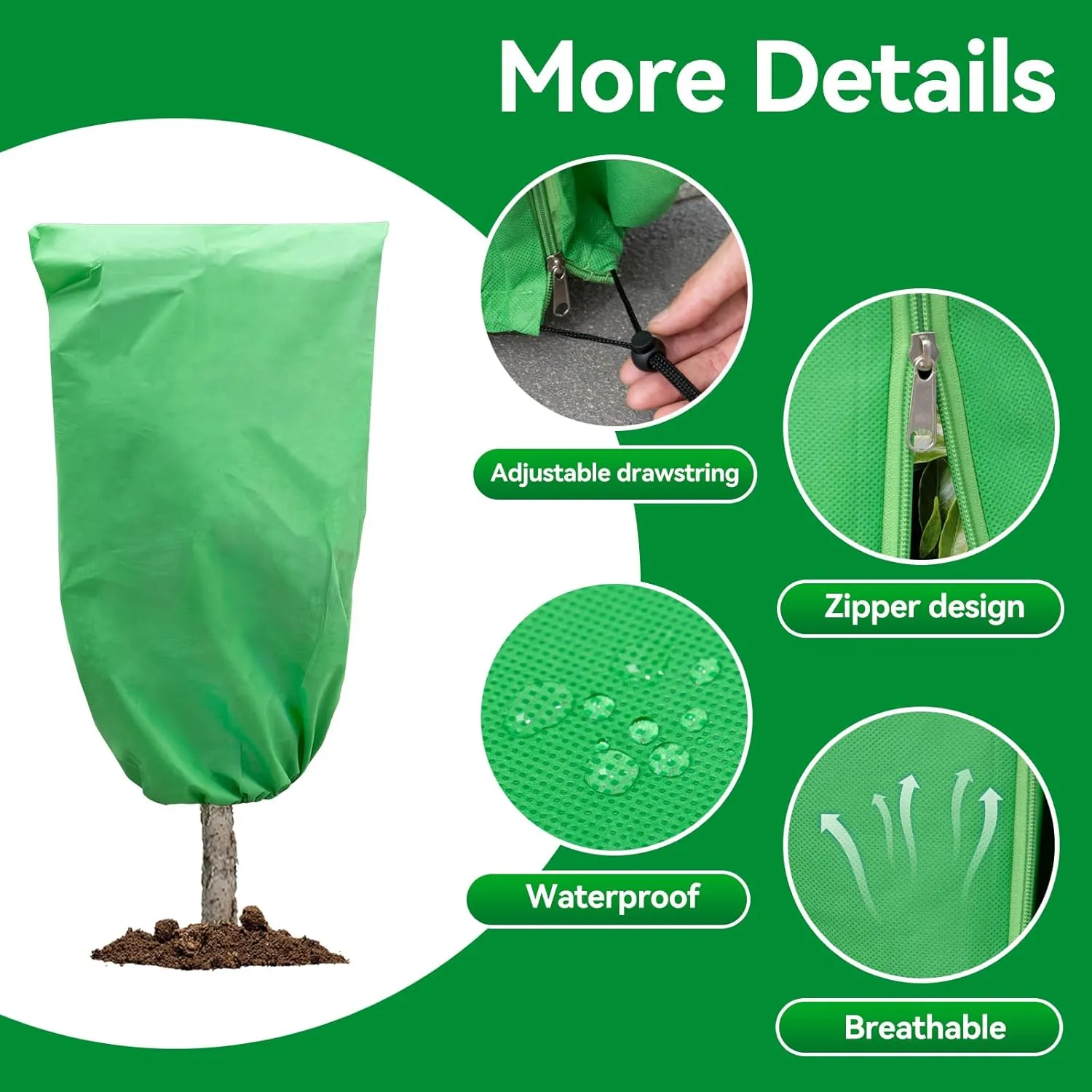 Plant Covers Freeze Protection, 70.8'' x 47.2'' Frost Blankets for Outdoor Plants, Frost Protection Plant Cover with Zipper and Drawstring for Shrubs, Fruit Tree (2 Pack)