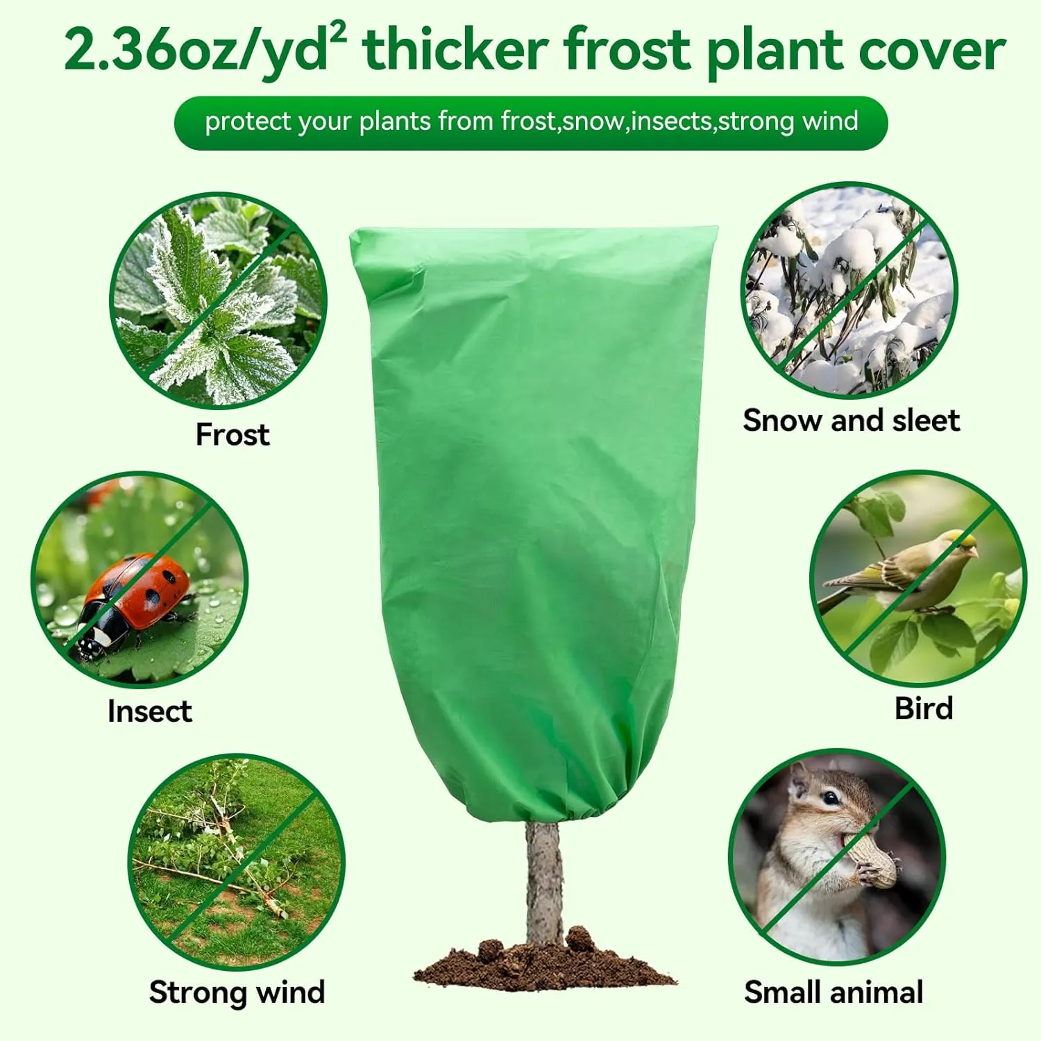Plant Covers Freeze Protection, 70.8'' x 47.2'' Frost Blankets for Outdoor Plants, Frost Protection Plant Cover with Zipper and Drawstring for Shrubs, Fruit Tree (2 Pack)