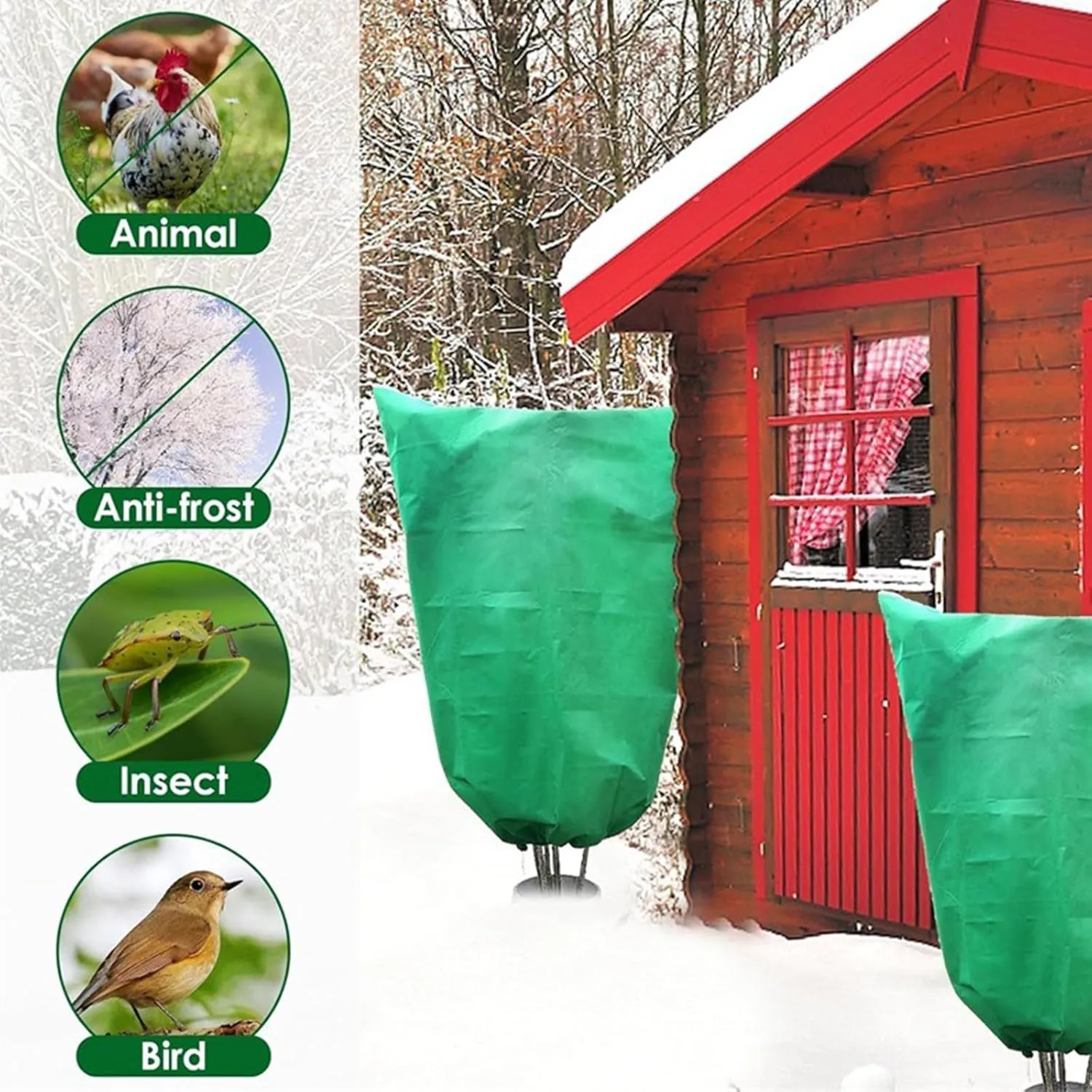 Plant Covers Freeze Protection，31.4''W×39.3'' H Covers Frost Cloth Plant Anti-Freeze Shrub Protection Bag with Zipper Drawstring Frost Blankets for Outdoor Plants (2 Pack)