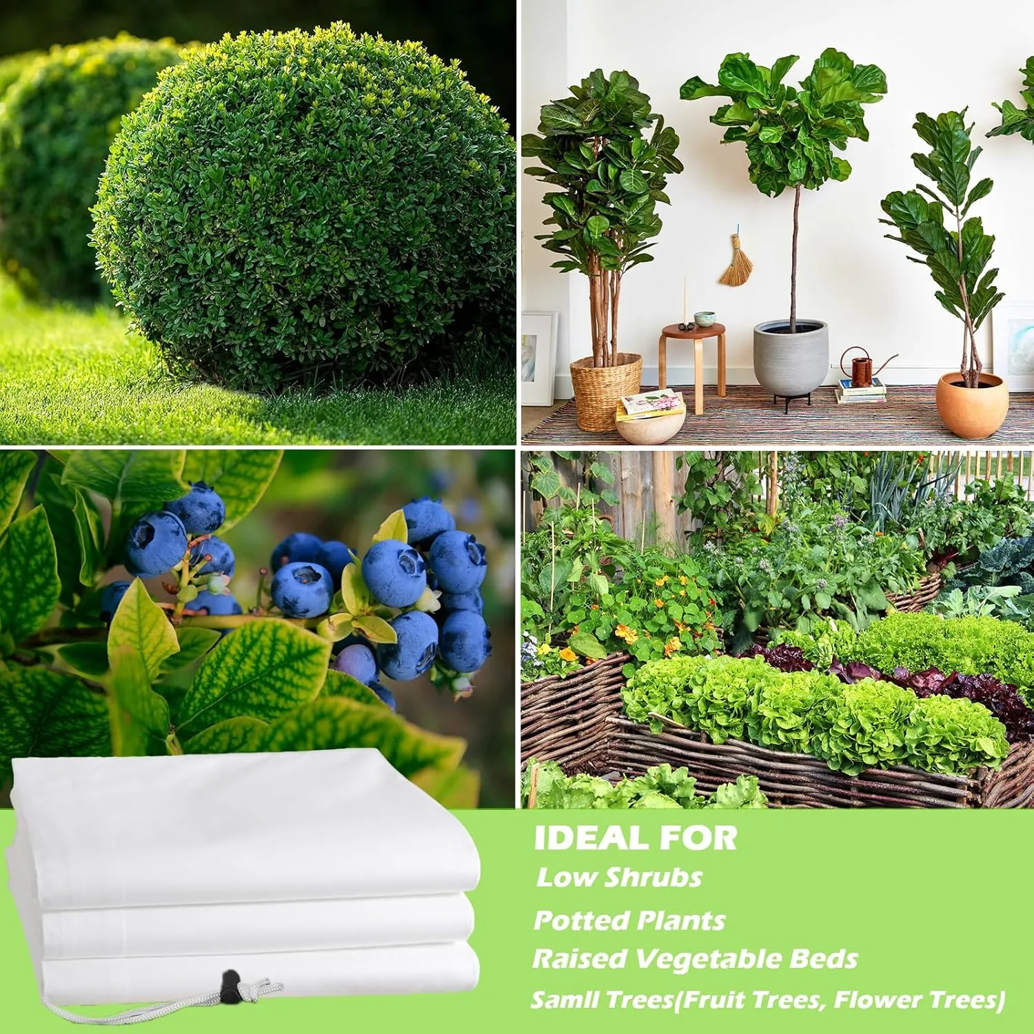 Plant Covers Frost Protection Bag Large Size Winter Drawstring Plant Covers Winter Reusable Plants Jacket for Fruit Tree Shrub Potted Plants (3 Pack 23.6"x31.49")