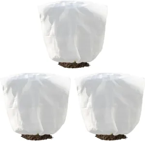 Plant Covers Frost Protection Bag Large Size Winter Drawstring Plant Covers Winter Reusable Plants Jacket for Fruit Tree Shrub Potted Plants (3 Pack 23.6"x31.49")
