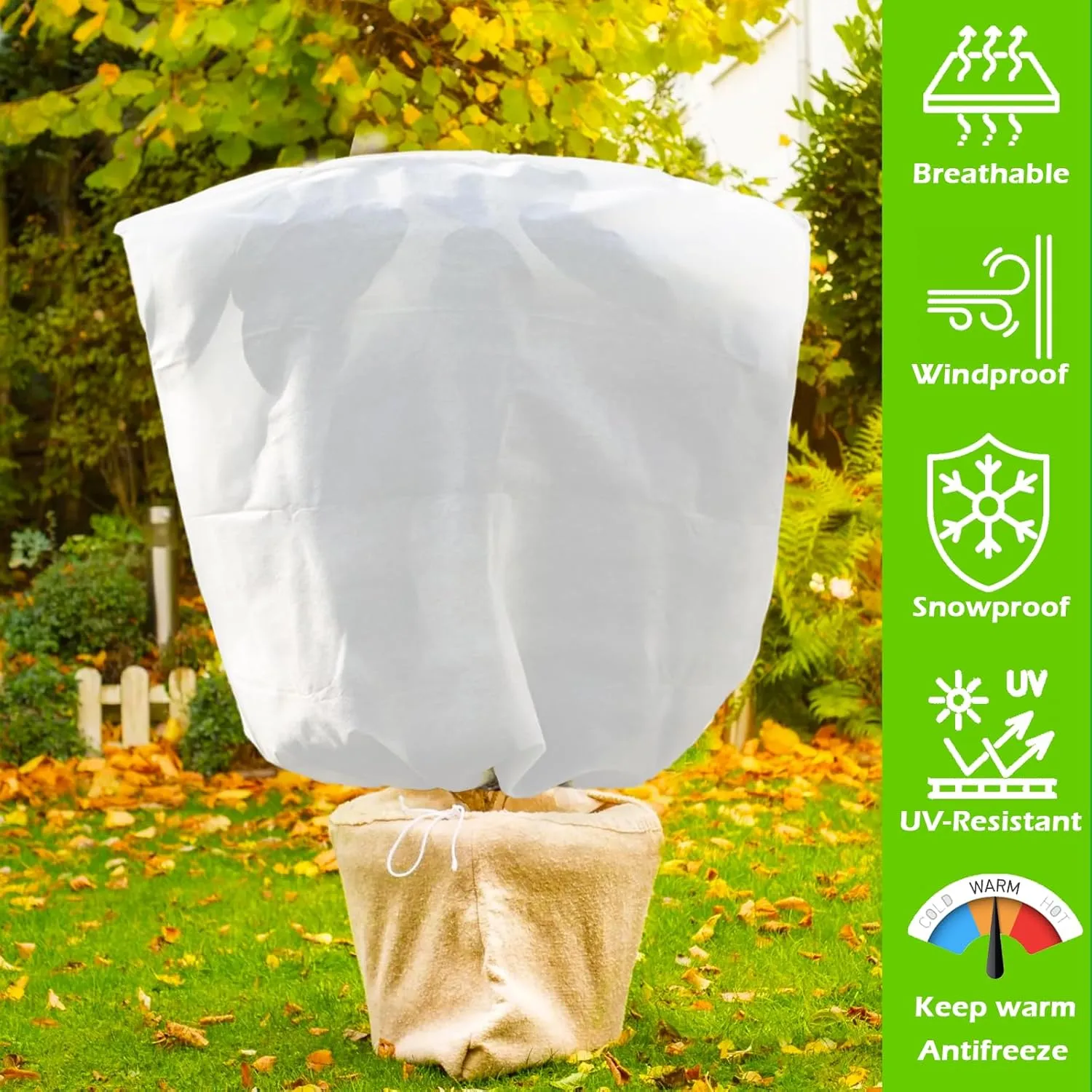 Plant Covers Frost Protection Bag Large Size Winter Drawstring Plant Covers Winter Reusable Plants Jacket for Fruit Tree Shrub Potted Plants (3 Pack 23.6"x31.49")